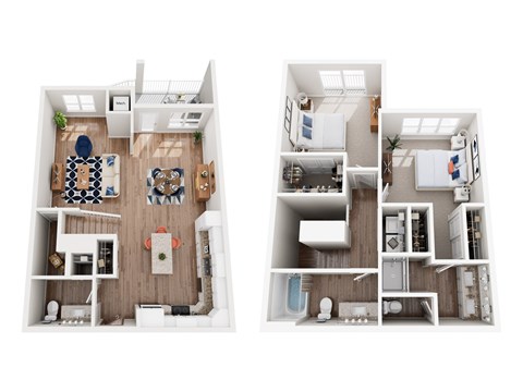 Floor plan for 2 beds, 2.5 baths, 1581 sqft